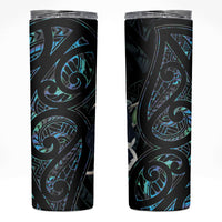 New Zealand Huia Bird Skinny Tumbler Paua Shell Maori Pattern