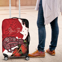 Kiwi New Zealand Personalised Luggage Cover NZ Map Pohutukawa Fern Maori Pattern