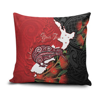 Kiwi New Zealand Personalised Pillow Cover NZ Map Pohutukawa Fern Maori Pattern