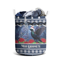 New Zealand Tui Bird Christmas Laundry Basket Pohutukawa Xmas Tree Meri Kirihimete
