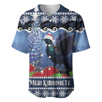 New Zealand Tui Bird Christmas Baseball Jersey Pohutukawa Xmas Tree Meri Kirihimete