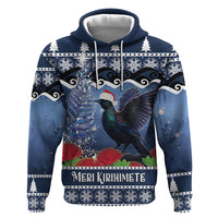 New Zealand Tui Bird Christmas Hoodie Pohutukawa Xmas Tree Meri Kirihimete