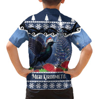 New Zealand Tui Bird Christmas Kid Hawaiian Shirt Pohutukawa Xmas Tree Meri Kirihimete LT22 - Polynesian Pride