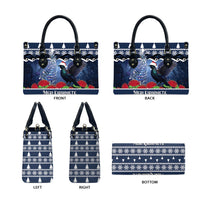 New Zealand Tui Bird Christmas Leather Bag Pohutukawa Xmas Tree Meri Kirihimete
