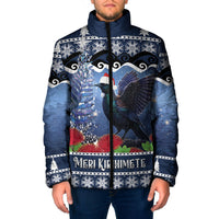 New Zealand Tui Bird Christmas Padded Jacket Pohutukawa Xmas Tree Meri Kirihimete