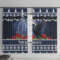 New Zealand Tui Bird Christmas Window Curtain Pohutukawa Xmas Tree Meri Kirihimete