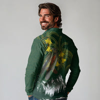 Kea Bird Kowhai New Zealand Long Sleeve Polo Shirt Mountain Landscape Maori Art LT22 - Polynesian Pride