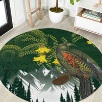 Kea Bird Kowhai New Zealand Round Carpet Mountain Landscape Maori Art