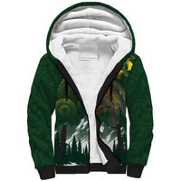 Kea Bird Kowhai New Zealand Sherpa Hoodie Mountain Landscape Maori Art LT22 Unisex Green - Polynesian Pride