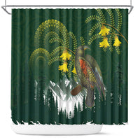 Kea Bird Kowhai New Zealand Shower Curtain Mountain Landscape Maori Art