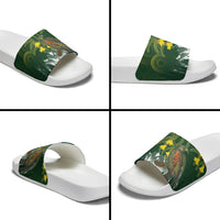 Kea Bird Kowhai New Zealand Slide Sandals Mountain Landscape Maori Art