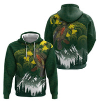 Kea Bird Kowhai New Zealand Zip Hoodie Mountain Landscape Maori Art