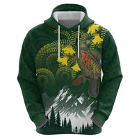 Kea Bird Kowhai New Zealand Zip Hoodie Mountain Landscape Maori Art