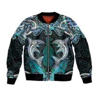 New Zealand Kotiate Weapon Bomber Jacket Aotearoa Mango Paua Shell Maori Pattern