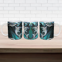 New Zealand Kotiate Weapon Ceramic Mug Aotearoa Mango Paua Shell Maori Pattern