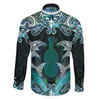 New Zealand Kotiate Weapon Family Matching Summer Maxi Dress and Hawaiian Shirt Aotearoa Mango Paua Shell Maori Pattern LT22 Son's Shirt Blue - Polynesian Pride