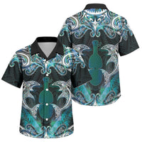 New Zealand Kotiate Weapon Family Matching Tank Maxi Dress and Hawaiian Shirt Aotearoa Mango Paua Shell Maori Pattern LT22 Son's Shirt Blue - Polynesian Pride