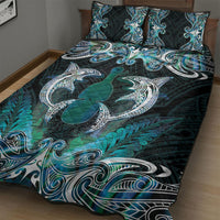 New Zealand Kotiate Weapon Quilt Bed Set Aotearoa Mango Paua Shell Maori Pattern