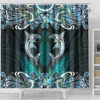 New Zealand Kotiate Weapon Shower Curtain Aotearoa Mango Paua Shell Maori Pattern