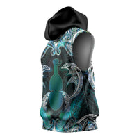 New Zealand Kotiate Weapon Sleeveless Hoodie Aotearoa Mango Paua Shell Maori Pattern