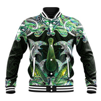 New Zealand Mere Pounamu Weapon Baseball Jacket Aotearoa Mango Paua Shell Maori Pattern