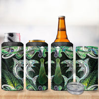 New Zealand Mere Pounamu Weapon 4 in 1 Can Cooler Tumbler Aotearoa Mango Paua Shell Maori Pattern