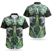 New Zealand Mere Pounamu Weapon Couples Matching Off The Shoulder Long Sleeve Dress and Hawaiian Shirt Aotearoa Mango Paua Shell Maori Pattern LT22 - Polynesian Pride