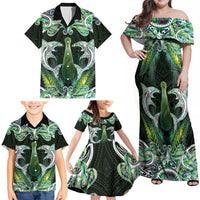 New Zealand Mere Pounamu Weapon Family Matching Off Shoulder Maxi Dress and Hawaiian Shirt Aotearoa Mango Paua Shell Maori Pattern LT22 - Polynesian Pride