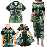 New Zealand Mere Pounamu Weapon Family Matching Puletasi and Hawaiian Shirt Aotearoa Mango Paua Shell Maori Pattern LT22 - Polynesian Pride