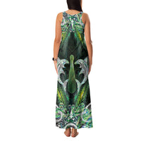 New Zealand Mere Pounamu Weapon Family Matching Tank Maxi Dress and Hawaiian Shirt Aotearoa Mango Paua Shell Maori Pattern