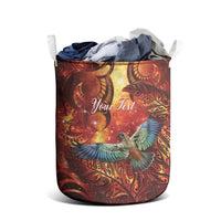 New Zealand Kea Bird Matariki Personalised Laundry Basket Silver Fern Maori Pattern