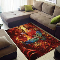 New Zealand Kea Bird Matariki Personalised Area Rug Silver Fern Maori Pattern
