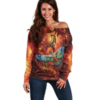 New Zealand Kea Bird Matariki Personalised Off Shoulder Sweater Silver Fern Maori Pattern