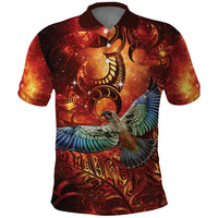 New Zealand Kea Bird Matariki Personalised Polo Shirt Silver Fern Maori Pattern