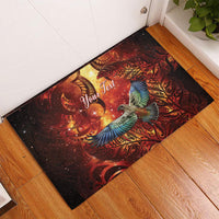 New Zealand Kea Bird Matariki Personalised Rubber Doormat Silver Fern Maori Pattern