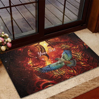New Zealand Kea Bird Matariki Personalised Rubber Doormat Silver Fern Maori Pattern