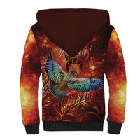 New Zealand Kea Bird Matariki Personalised Sherpa Hoodie Silver Fern Maori Pattern