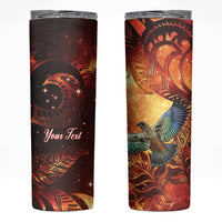 New Zealand Kea Bird Matariki Personalised Skinny Tumbler Silver Fern Maori Pattern