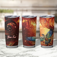 New Zealand Kea Bird Matariki Personalised Tumbler Cup Silver Fern Maori Pattern