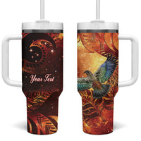 New Zealand Kea Bird Matariki Personalised Tumbler With Handle Silver Fern Maori Pattern