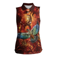 New Zealand Kea Bird Matariki Personalised Women Sleeveless Polo Shirt Silver Fern Maori Pattern LT22 Female Orange - Polynesian Pride