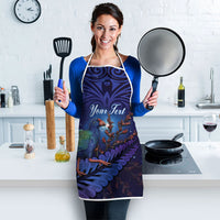 Takahe New Zealand Personalised Apron Harakeke Silver Fern Maori Pattern