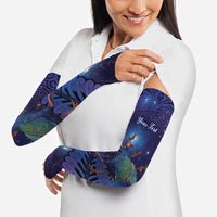 Takahe New Zealand Personalised Arm Sleeves Harakeke Silver Fern Maori Pattern