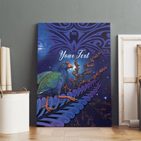 Takahe New Zealand Personalised Canvas Wall Art Harakeke Silver Fern Maori Pattern