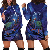 Takahe New Zealand Personalised Hoodie Dress Harakeke Silver Fern Maori Pattern