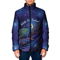 Takahe New Zealand Personalised Padded Jacket Harakeke Silver Fern Maori Pattern