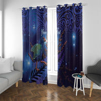 Takahe New Zealand Personalised Window Curtain Harakeke Silver Fern Maori Pattern
