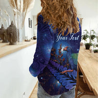 Takahe New Zealand Personalised Women Casual Shirt Harakeke Silver Fern Maori Pattern