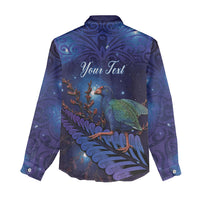 Takahe New Zealand Personalised Women Casual Shirt Harakeke Silver Fern Maori Pattern