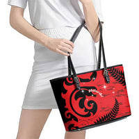 New Zealand Matariki Leather Tote Bag Maori New Year Koru Pattern